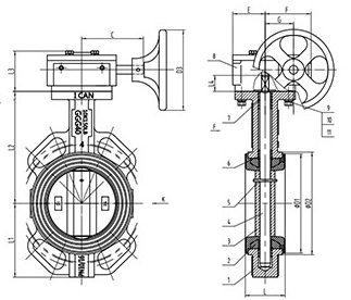 渦輪蝶閥結(jié)構(gòu)圖 渦輪蝶閥結(jié)構(gòu)圖